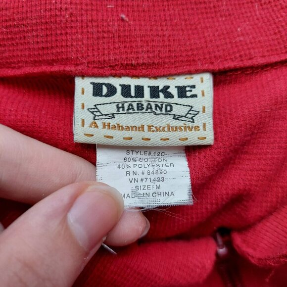 VTG Duke Haband Mens Red Polo-Style Zip-Up Short-Sleeve Shirt S Cotton/Polyester - Picture 2 of 3